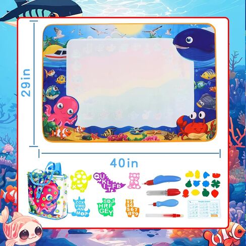 Aqua Doodle Pad Neon，Water Doodle Mat with Bag, Water Drawing for Travel, Magic Coloring Painting Writing Mat for Toddlers & Kids 3 4 5 6 7 in Saudi Arabia