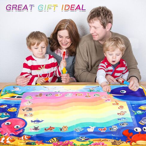 Aqua Doodle Pad Neon，Water Doodle Mat with Bag, Water Drawing for Travel, Magic Coloring Painting Writing Mat for Toddlers & Kids 3 4 5 6 7 in Saudi Arabia