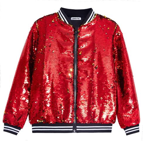 Boys Flip Sequin Jackets Striped Collar Bomber Varsity for Kids Glitter Birthday Coat Shiny Boy Clothes in Saudi Arabia