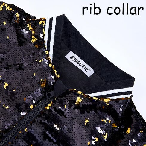 Boys Flip Sequin Jackets Striped Collar Bomber Varsity for Kids Glitter Birthday Coat Shiny Boy Clothes in Saudi Arabia
