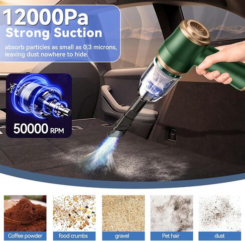 Mini Car Vacuum 9500Pa Portable Cordless Handheld Vacuum, Vacuum Cleaner and Air Duster with 3 Filter for Car, Sofa, Office, Pet, Home in Saudi Arabia