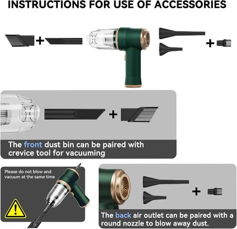 Mini Car Vacuum 9500Pa Portable Cordless Handheld Vacuum, Vacuum Cleaner and Air Duster with 3 Filter for Car, Sofa, Office, Pet, Home in Saudi Arabia