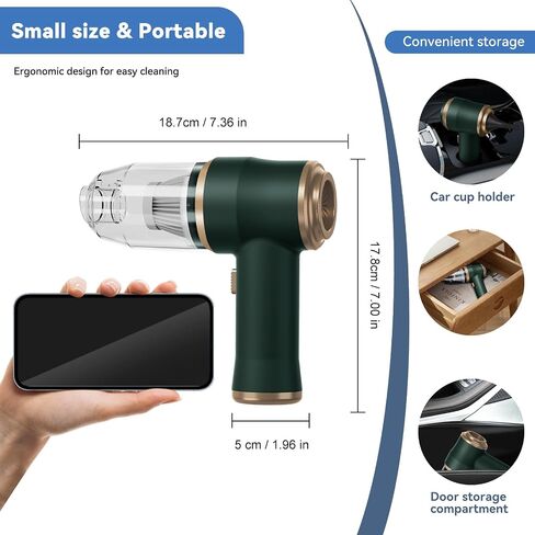 Mini Car Vacuum 9500Pa Portable Cordless Handheld Vacuum, Vacuum Cleaner and Air Duster with 3 Filter for Car, Sofa, Office, Pet, Home in Saudi Arabia