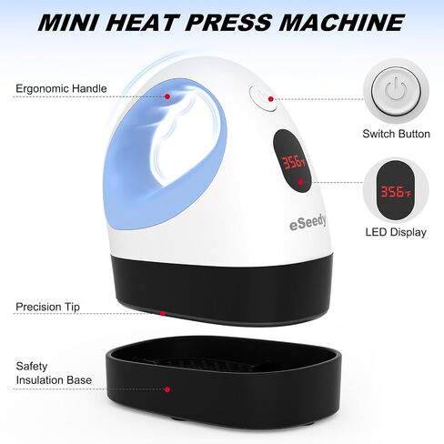 Mini Heat Press Machine, 3 Heat Settings, Precise Temperature Control,15 Mins Auto-Off, Insulated Safety Base, Mini Iron for Crafting, T Shirts, Hats, Heating Transfer Projects in Saudi Arabia