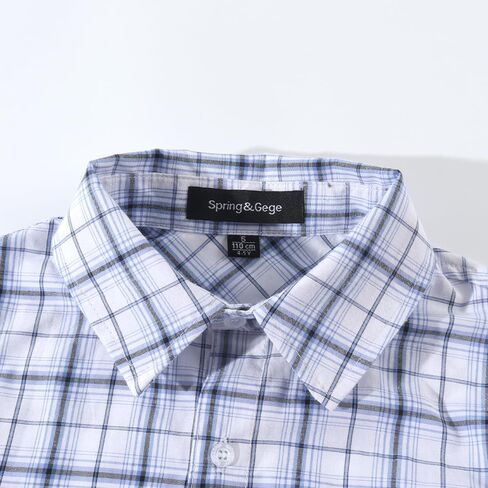 Spring&Gege Boys' Long Sleeve Button Down Shirts Casual Woven Plaid (4-12 Years) in Saudi Arabia