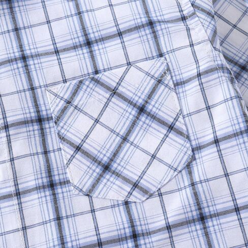 Spring&Gege Boys' Long Sleeve Button Down Shirts Casual Woven Plaid (4-12 Years) in Saudi Arabia