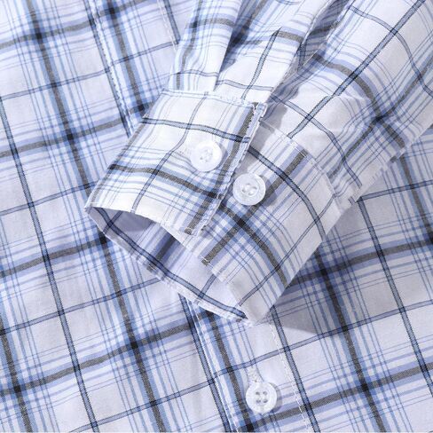 Spring&Gege Boys' Long Sleeve Button Down Shirts Casual Woven Plaid (4-12 Years) in Saudi Arabia