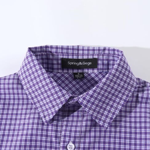 Spring&Gege Boys' Long Sleeve Button Down Shirts Casual Woven Plaid (4-12 Years) in Saudi Arabia