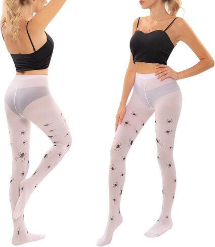 MANZI Patterned Tights for Women Halloween Costume Colorful Tights Footed 40D Opaque Patterned Leggings in Saudi Arabia