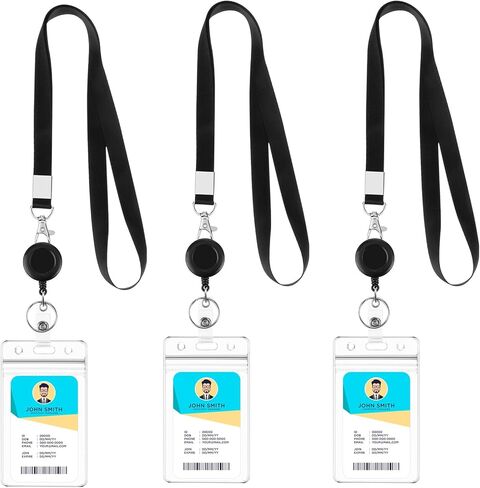 BESARME 3 Pack Lanyards for ID Badges Holder Retractable Badge Reel Clip with Cruise Ship ID Cards Holders Clear Waterproof in Saudi Arabia