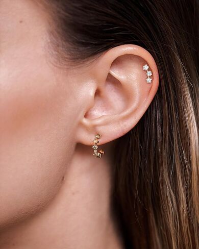COCHARM 925 Sterling Silver Flat Cartilage Earrings Stud 16g 6mm 8mm 10mm Flat Back Helix Piercing Jewelry Star Tragus Earring Silver Climb Conch Jewelry Hypoallergenic Conch Earrings for Women Man in Saudi Arabia