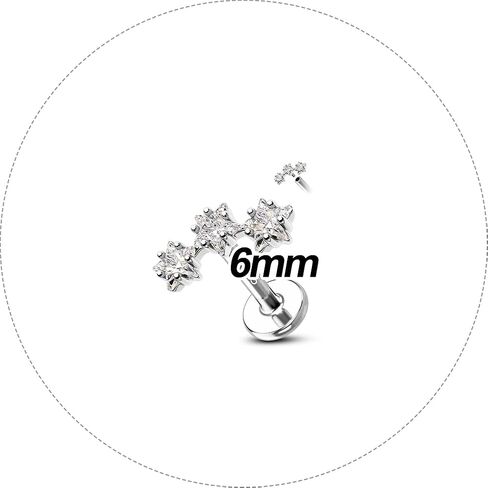 COCHARM 925 Sterling Silver Flat Cartilage Earrings Stud 16g 6mm 8mm 10mm Flat Back Helix Piercing Jewelry Star Tragus Earring Silver Climb Conch Jewelry Hypoallergenic Conch Earrings for Women Man in Saudi Arabia