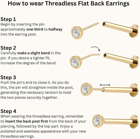 Staligue 18G/20G Threadless Nose Studs,316L Surgical Steel Push in Nose Rings Studs CZ Tragus Conch Helix piercing jewelry Flat Back Earrings Lip Labret Gold Nose Studs Monroe Medusa Piercing Jewelry in Saudi Arabia