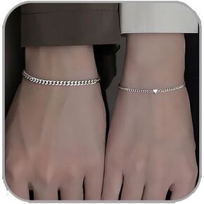 2 Pcs Matching Couple Bracelets for Men Women Peach Heart Bracelets Silver Gold Cuban Chain Bracelets Pinky Promise Friendship Bracelets Matching Bracelets for Couples