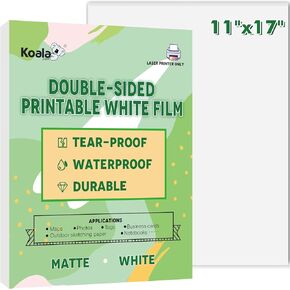 Koala Waterproof Paper for Laser Printer, Tearproof Printer Paper, Matte Double Sided Printable White Film 11x17 In 25 Sheets For Printing Backpacking Maps