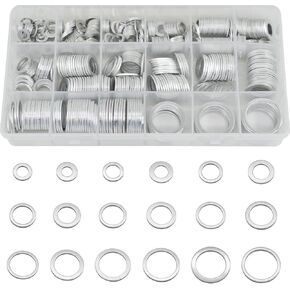 540PCS Automotive Engine Oil pan Drain Plug, Automotive Drain Plug Gaskets, Auto Metric Oil Drain Plug Gasket Aluminum Assortment Crush Washer Kit (M6 M8 M10 M12 M14 M16 M18 M20 M22 M24)