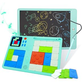 2 in 1 Toddler Toys, LCD Writing Tablet&Puzzle Game, 530+Brain Teaser Puzzle, Educational&Learning Games Drawing Pad for Kids Teens, Birthday Xmas Gifts for Girls Boys(1 Pack), Pink