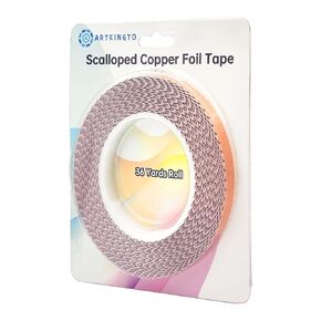 Scalloped Copper Foil Tape for Stained Glass, DIY Handicrafts, Crafting, Black Backed Copper Foil, 7/32 Inch Scalloped