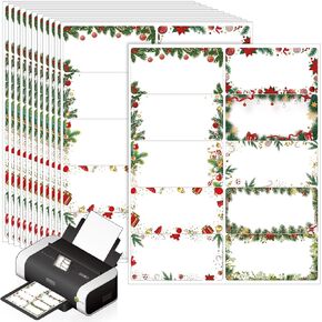 Zhanmai 500 Pcs Christmas Personalized Return Address Labels 2" x 4" Compatible with Laser and Inkjet Printer Mailing Label Measuring Small, Self Adhesive, Flat Labels 10 Designs
