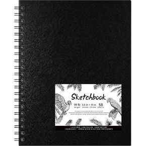 Sketchbook - Hardcover Sketch Pad, 8.5" x 11", Durable Sketch Book for Professional Kids, Adults, Artists and Amateurs, 68 lb/110 GSM, 58 Sheets, Use with Pens, Pencils, Sketching Stick