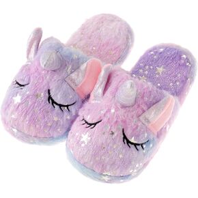 WAFUNNE Kids Unicorn Slippers for Boys Girls Fluffy House Slippers Indoor