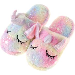 شباشب WAFUNNE Kids Unicorn للأولاد والبنات، شباشب منزلية زغبية في الأماكن المغلقة