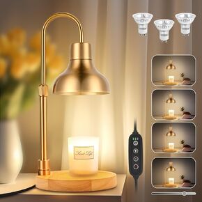Candle Warmer Lamp with Timer & 3 Bulbs, Dimmable Electric Candle Light Adjustable Height and Brightness Candle Wax Warmer for Jar Candles Bedroom Home Decor House Warming Gift (Frosted Clear)