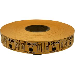 The Ticket Gurus-roll of 2000 Orange Drink Tickets Single Roll Consecutively Numbered Raffle Tickets
