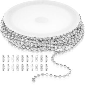 16.4ft Stainless Steel Ball Chain 2.4mm DIY Beaded Link Roll Jewelry Making Supplies with 20pcs Matching Connectors Clasps for Dog Tag Necklace Bracelets Keychain Craft (Gold)