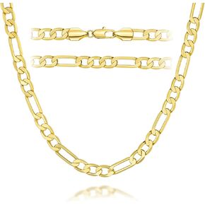 Gold Necklace for Women 14K Gold Chain Necklace for Women & Men Figaro Chain for Mens Chain Necklaces 5mm Gold Chain for Men 16" 18" 20" 22" 24" 26" 30"