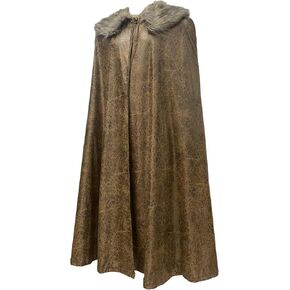 HiiFeuer Medieval Barbarian Cloak with Artificial Fur Shawl, Wrap Collar Viking Warrior Cape, Renaissance Role Play Costume