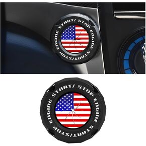 Mandark Car Push Start Button Cover, American Flag Design Vehicle Engine One Start Stop Knob Protector, Anti-Scratch Automotive Ignition Switch Decor Sticker, Universal for SUV, Truck, RV（Black）