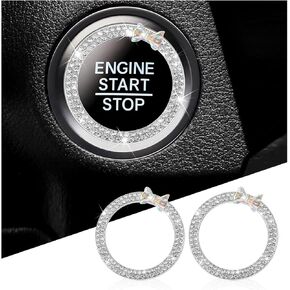 Mandark 2PCS Bling Car Engine Start Button Cover Stickers, Sparkling Rhinstones Ring Emblem, Diamond Shiny Key Ignition Knob Decal, Cute Auto Interior Decoration for Women Girls（Pink） in Kuwait