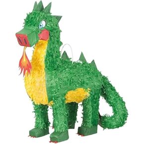 Dragon 3D Pinata - Yellow & Green Cardboard & Paper Design - Perfect for Kids' Parties & Birthdays (1 Pc.)