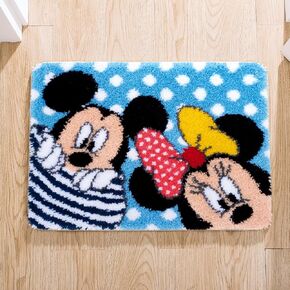 clubevy Latch Hook Rug Kits, Kids Adults Carpet Embroidery Set Beginners Cross Stitch DIY Crochet Needlework Crafts Kits with Yarns, Crochet Hook and Gift Box,Mickey 20 x15 Inches