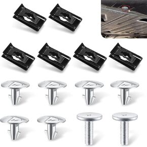 Pack-14 Car Lower Engine Cover Radiator Splash Guard Hardware Screw Bolts and Access Clip, Replacement 90674-TY2-A01 90105TBAA00 90673-TY2-A01, Compatible with Honda Accord Civic CRV (Silver)