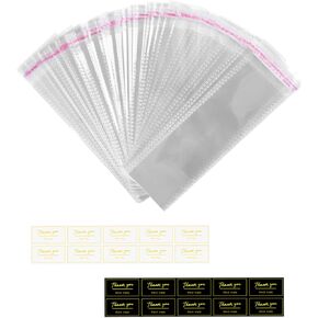 100 Pcs Knafeh Pistachio Chocolate Bar Wrappers with 100 Pcs Thank You stickers - 2.5 x 7.1 inch Candy Bar Packaging- Self Adhesive Small Plastic Wax Melt Snap Bar Bags