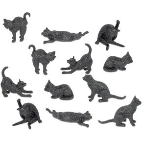 Accoutrements Archie McPhee Itty Bitty Black Cats - Bag of 12 Adorable Vinyl Kitties in 6 Styles for Cat Lovers and Halloween Fun