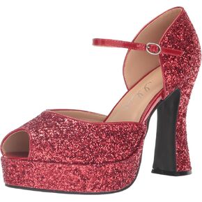 Ellie Shoes Women's 5" Heel Red Open Toe Shoe with Ankle Strap Costume Footwear