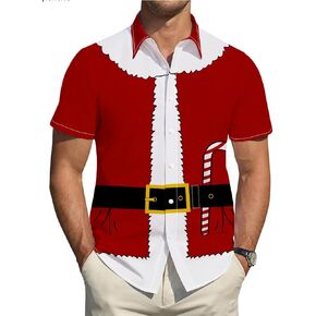 Christmas Party Button Shirt – Festive Santa Claus Hawaiian Shirt for Men