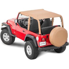 MasterTop Bimini Summer Soft Top, Black Diamond - Fits Jeep Wrangler TJ 1997-2006 - Open Air Fabric Top Cover for Sun and Light Rain Protection