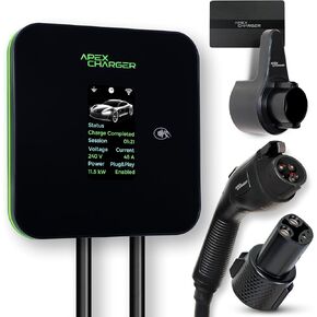 MACH 2:Fast Level 2 EV Charger 48 amp Garage-pro Wall-Mount. Electric Vehicle Charging Station 4 Nema 14-50 Outlet. J1772 car Connector. Key Accessories: 30ft Cable & Tesla NACS evse Portable Adapter
