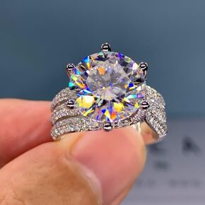 Sterling Silver Cubic Zirconia Ring, Layers Design Princess Cut Moissanite Simulated Diamond Solitaire Ring, Dainty Wedding Band CZ Half Eternity Stackable Engagement Ring Jewelry-Making-Patterns 8