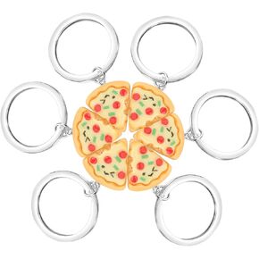 CENWA Pizza Keychain Friendship Keychain 6 Set Of Pizza Slice Keyring Pizza Party Favors Food Key Ring gift