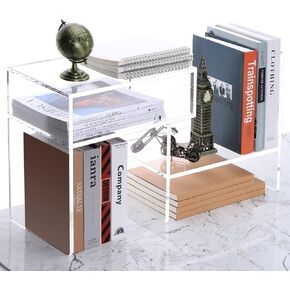 Small Bookshelf, Desk Bookshelf, Clear Acrylic Desk Shelf Organizer, Desktop Mini Bookshelf Adjustable, Desk Shelves Double H-Shaped, Expandable Capacity Desk Organizers and Accessories-1 Pack