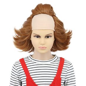 karlery Kids Short Fluffy Brown Curly Horror Pennywise Wig Halloween Cosplay Wig Costume Anime Wig