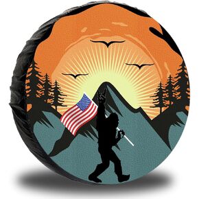 Spare Tire Cover for RV Trailer,Waterproof Leather American Flag Spare Tire Cover Protectors,Camper Spare Tire Cover Fit for Jeep Wrangler RV,SUV,Truck Travel Trailer Tires 14" 15" 16" 17"