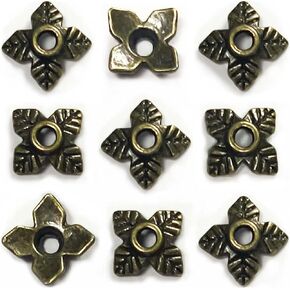 Bronze Petal Bead Caps Antique Silver Spacer Bead Caps for Bracelet Necklace Earrings Jewelry Making Supplies Findings Fit 10-12mm Round Beads 500Pcs