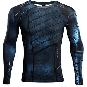 3D Super Hero Close-Fitting Quick-Drying Elastic Sport Cosplay T-Shirt Long Sleeve