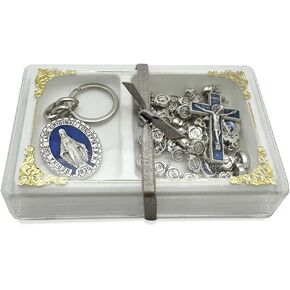 Miraculous Medal Rosary and Keychain Gift Set